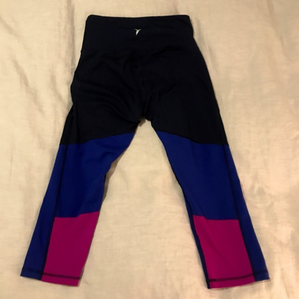 Old navy color block leggings, navy, blue and pink, size medium